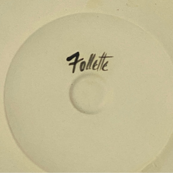 Follette Pottery Signed Bread And Oil Dipping Plate Burgundy Green 10.5" Round - Picture 3 of 5